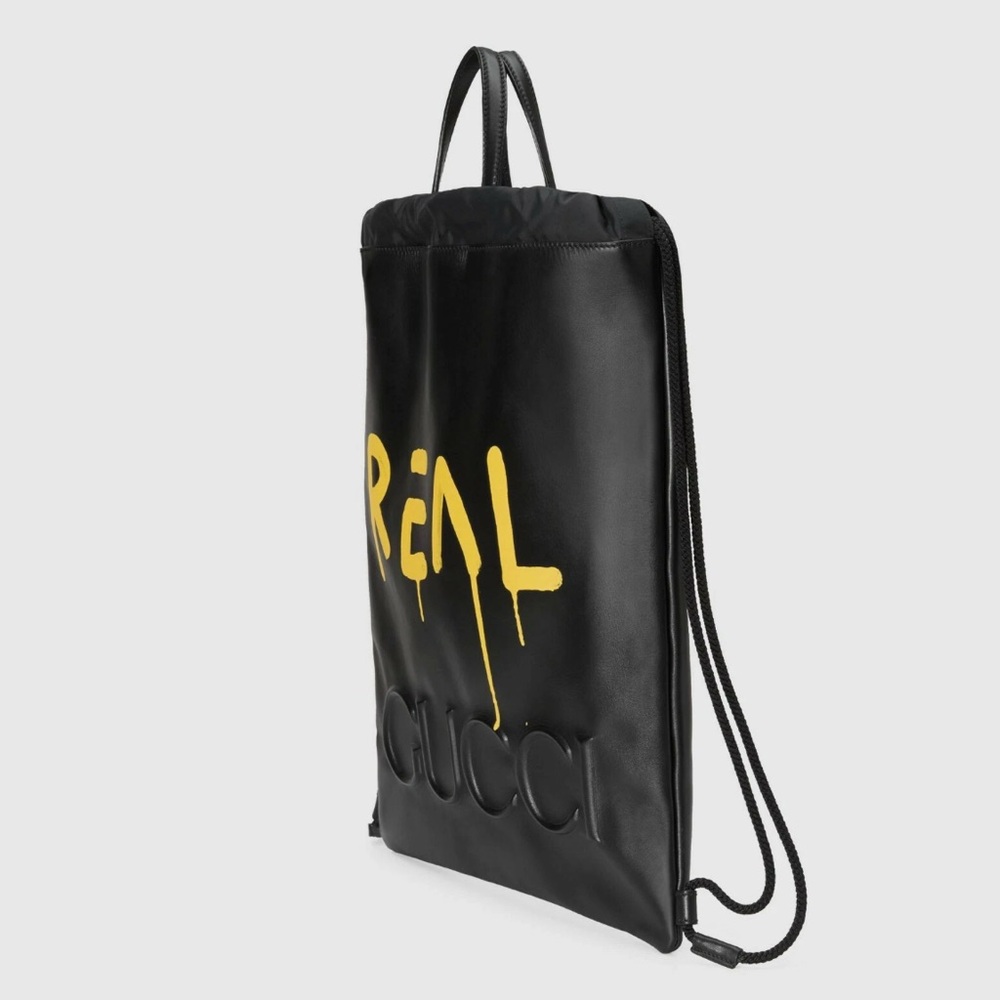 Gucci Black and Yellow Drawstring Backpack - Picture 2 of 9
